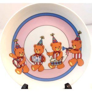 vintage child's baby plate bear's band parade Kohzan Japan 6 1/2" mint